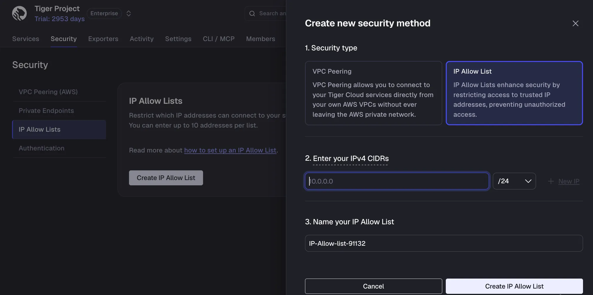 Add IP addresses to allow list