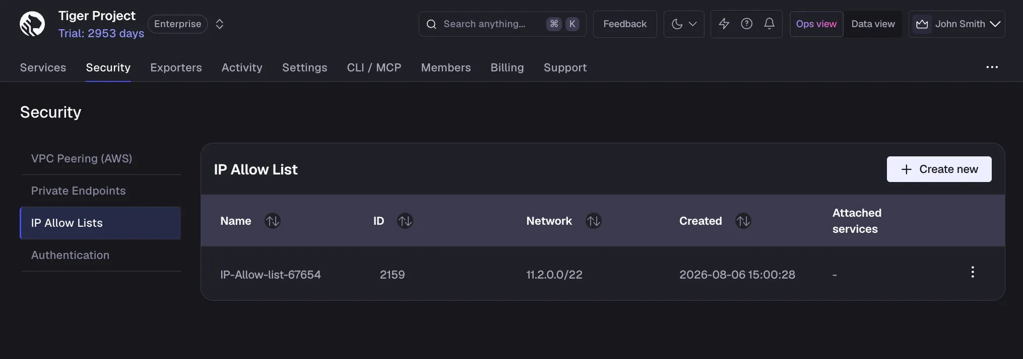 Create IP allow list