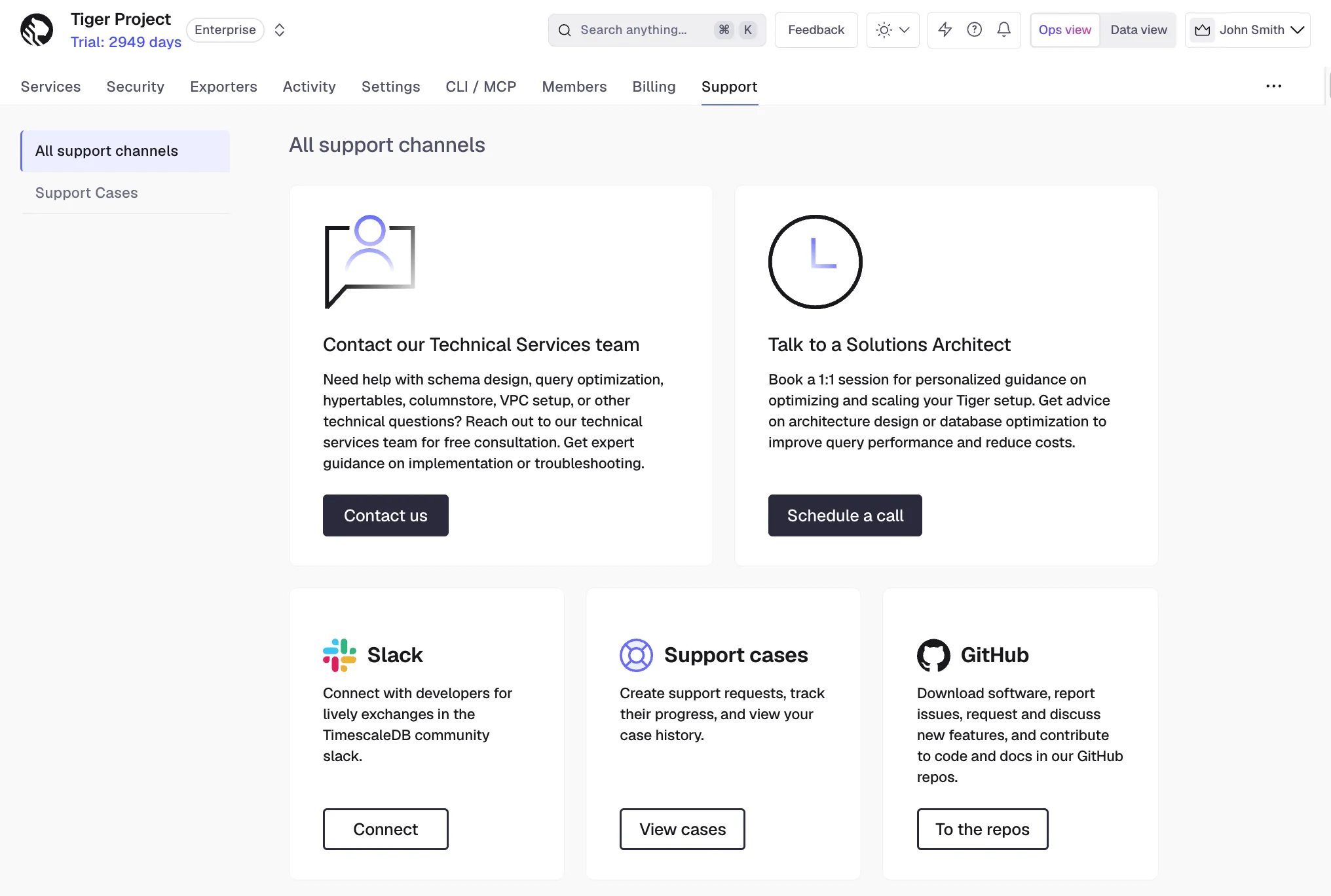 Manage support in Tiger Cloud