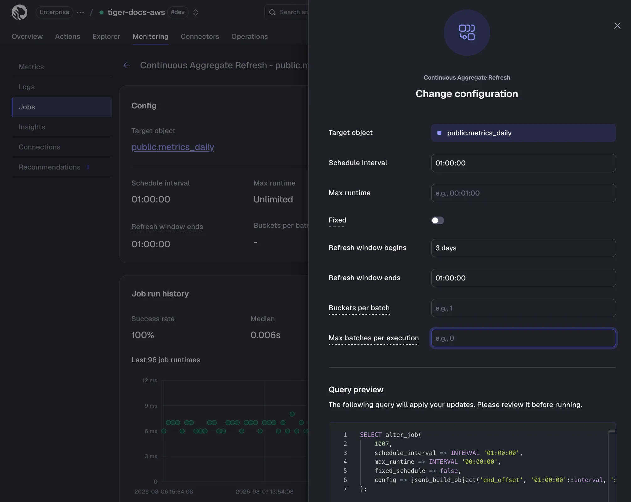 Update job config